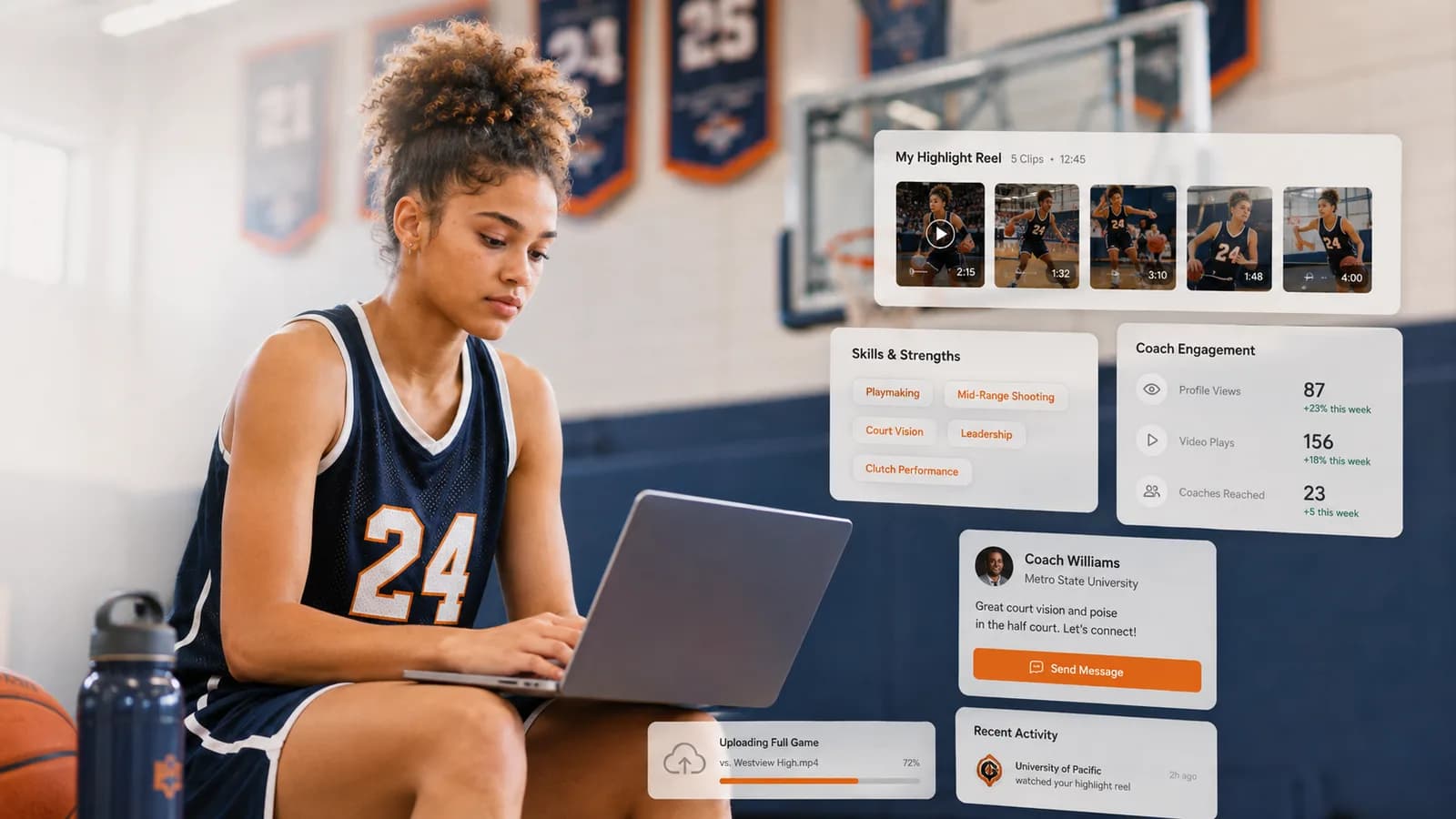 An athlete reviewing her Athlavia dashboard